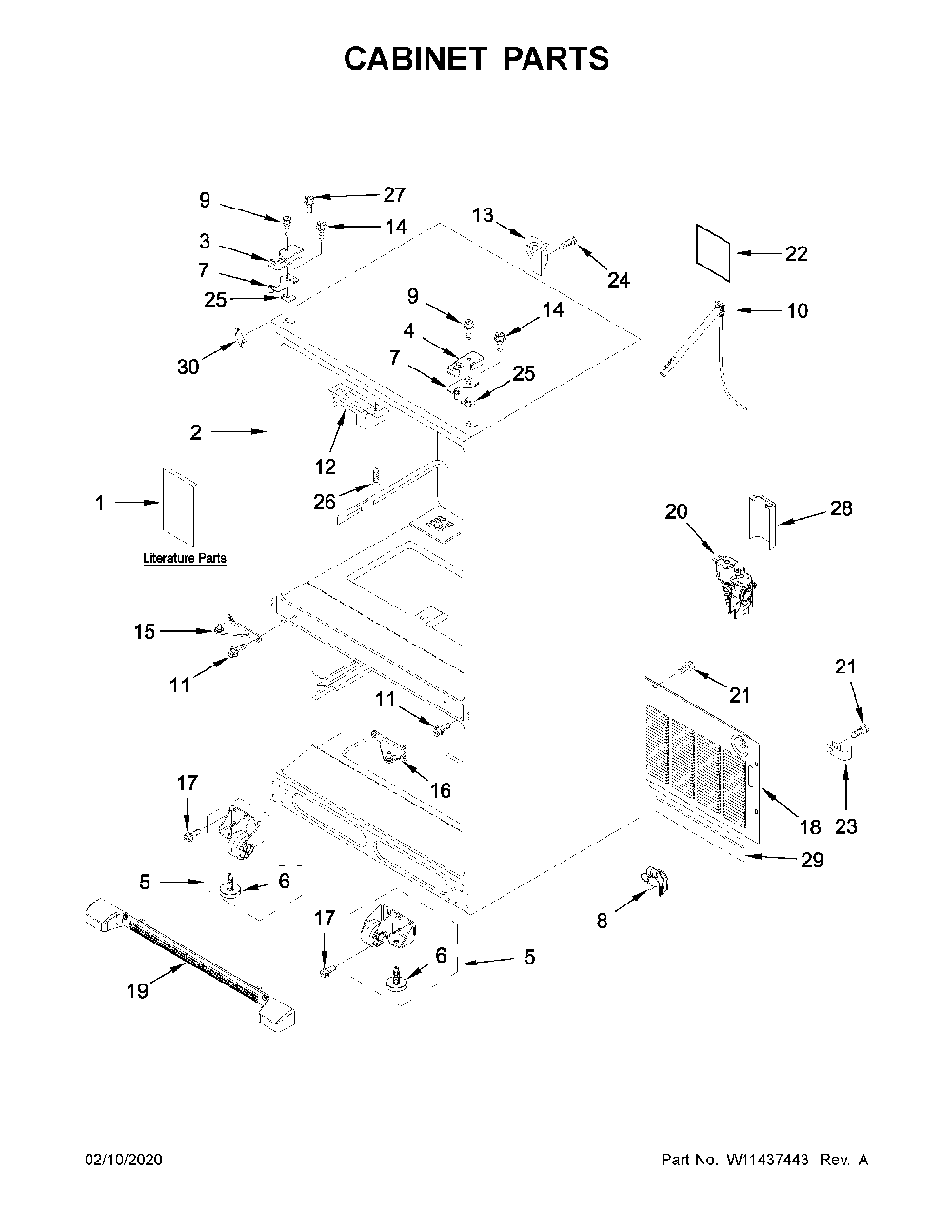Cabinet parts Diagram and Parts List for MFF2558FEZ05  Maytag Refrigerator