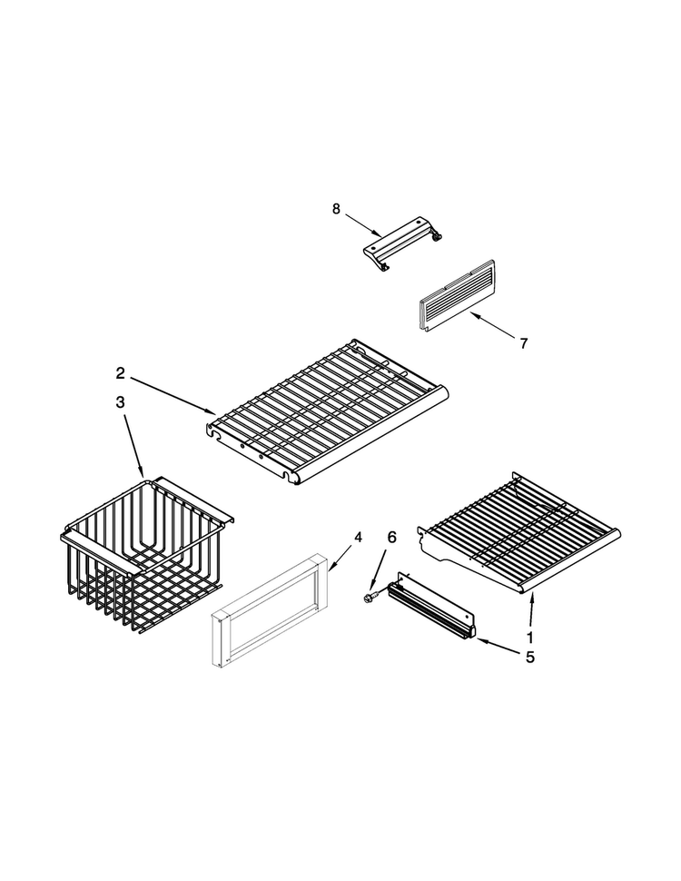Freezer Shelf Parts Diagram and Parts List for JS42PPDUDE00  Jenn-Air Refrigerator
