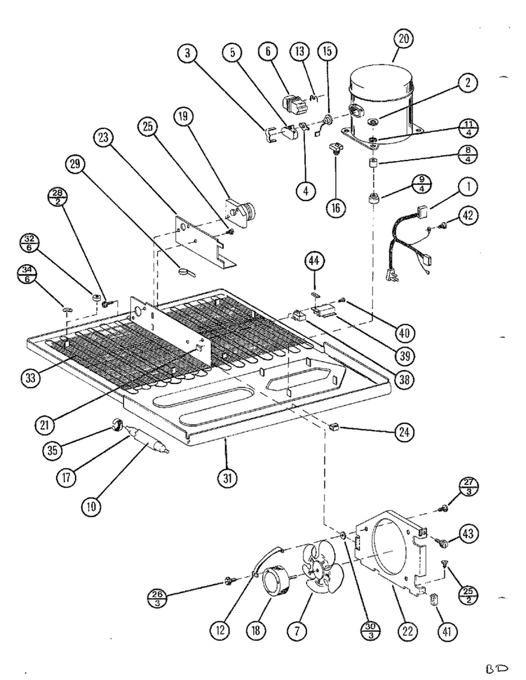 Top Mount Page 21 Diagram and Parts List for TC22N-P116205W  Amana Refrigerator