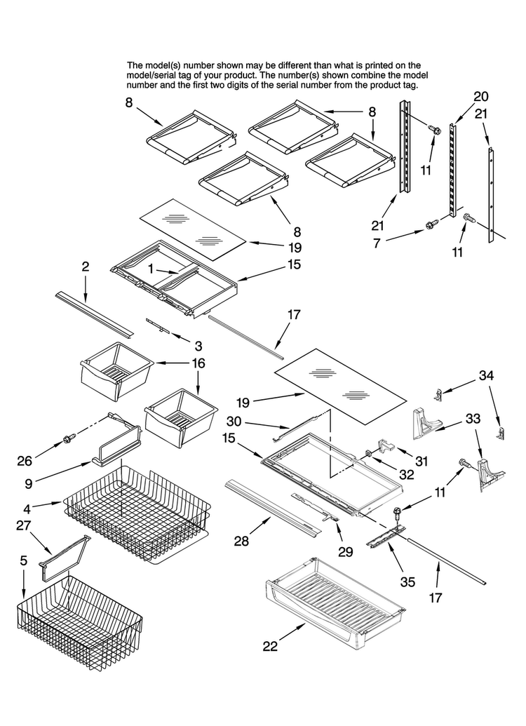 Shelf Parts Diagram and Parts List for ABL2533FES12  Amana Refrigerator