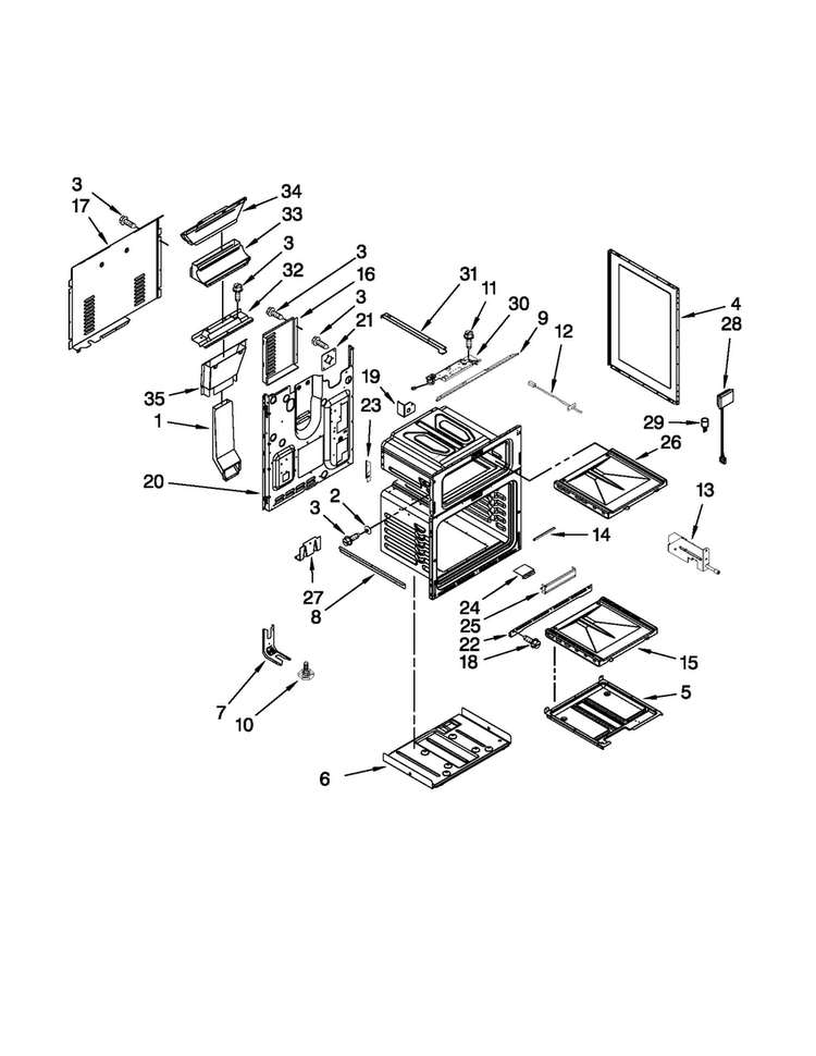 Chassis Parts Diagram and Parts List for MGR6751BDB18  Maytag Range