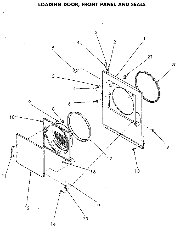 Loading Door And Seals Diagram and Parts List for NE8833L43938  Speed Queen Dryer