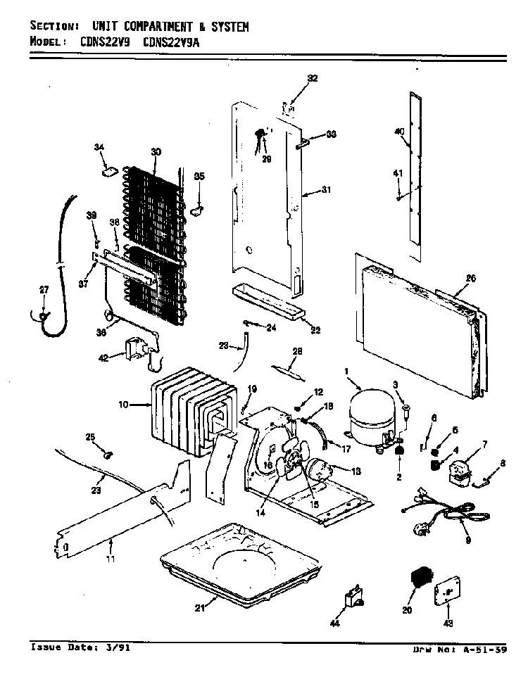 Unit Compartment & System Diagram and Parts List for CDNS22V9A BR35A Maytag Refrigerator