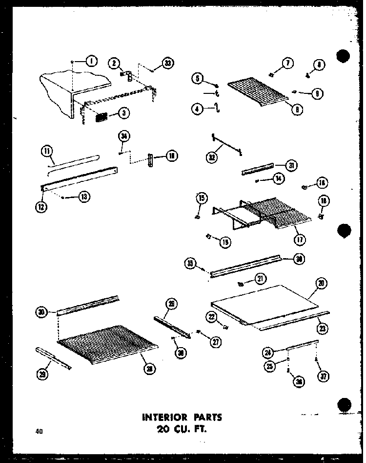 Interior Parts 20 Cu. Ft. Diagram and Parts List for TC18B-P73500-7W  Amana Refrigerator