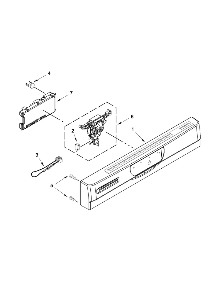 Control Panel And Latch Parts Diagram and Parts List for JDB3650AWF0  Jenn-Air Dishwasher