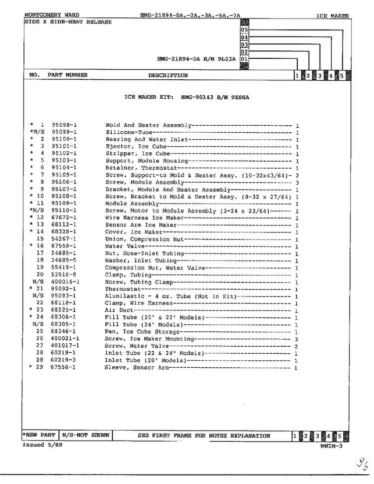 Ice Maker Page 2 Diagram and Parts List for 21894A  Admiral Refrigerator