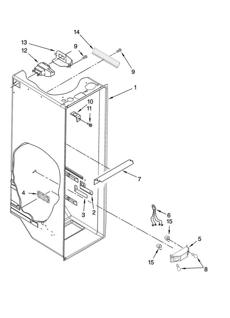 Refrigerator Liner Parts Diagram and Parts List for MSB2554AEW00  Maytag Refrigerator