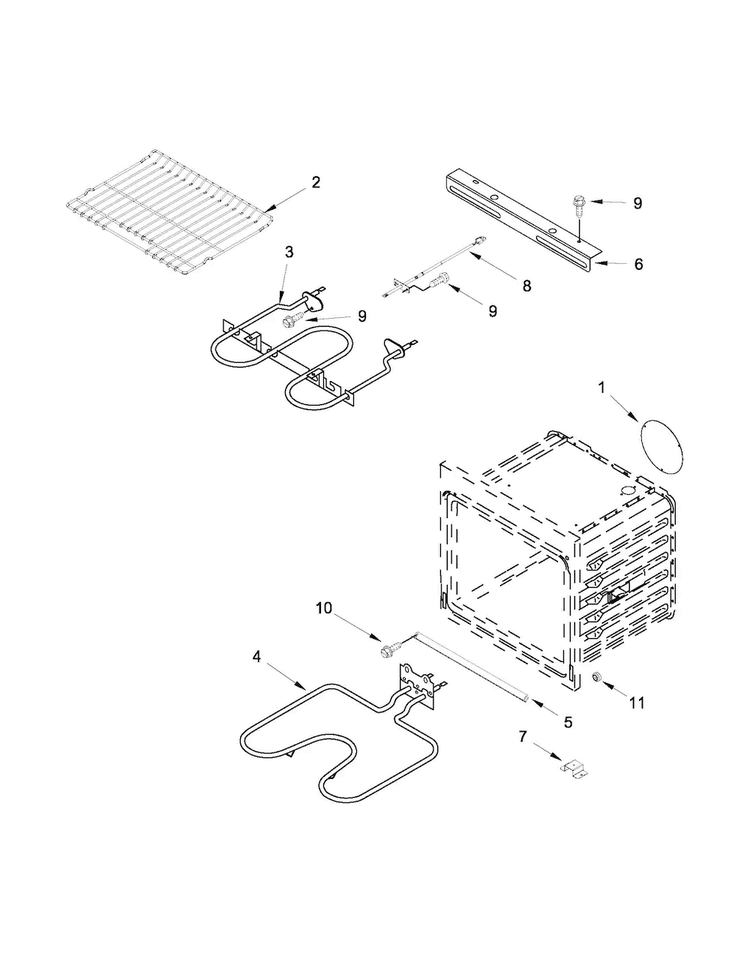 Internal Oven Parts Diagram and Parts List for JJW2530WS01  Jenn-Air Wall Oven