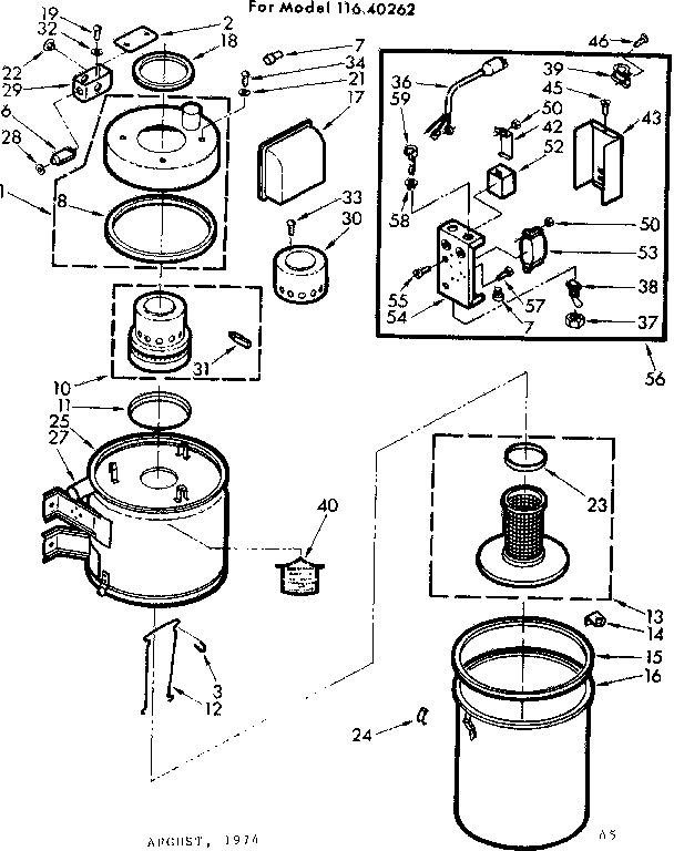 Unit Parts Diagram and Parts List for 11640262  Kenmore Central Vacuum