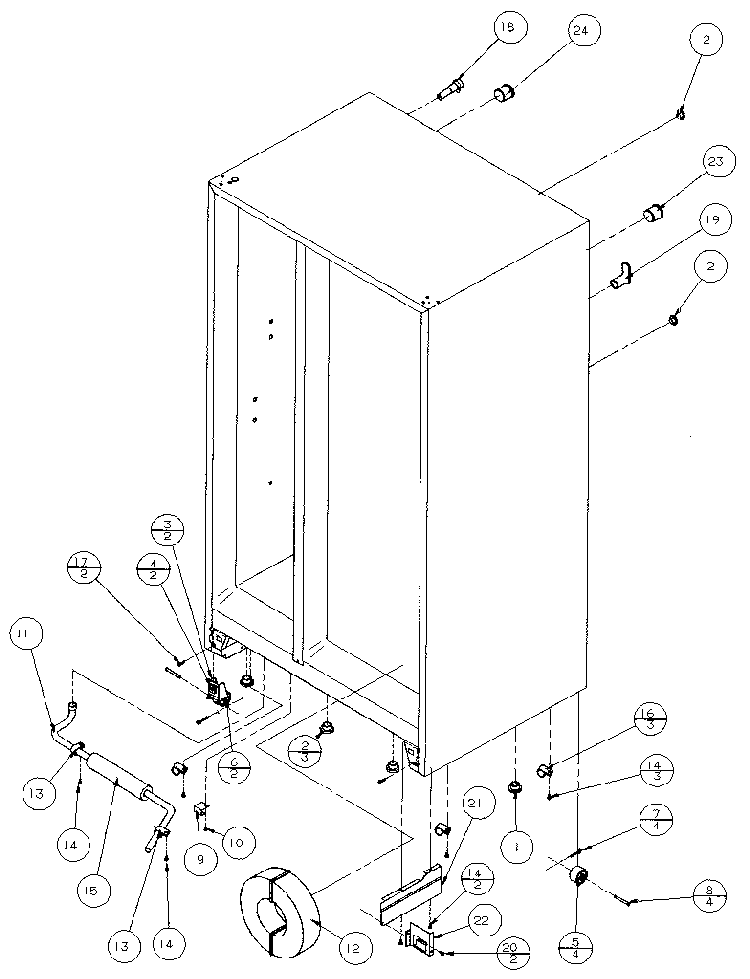 Drain And Rollers Diagram and Parts List for 36511-P1121603W  Amana Refrigerator