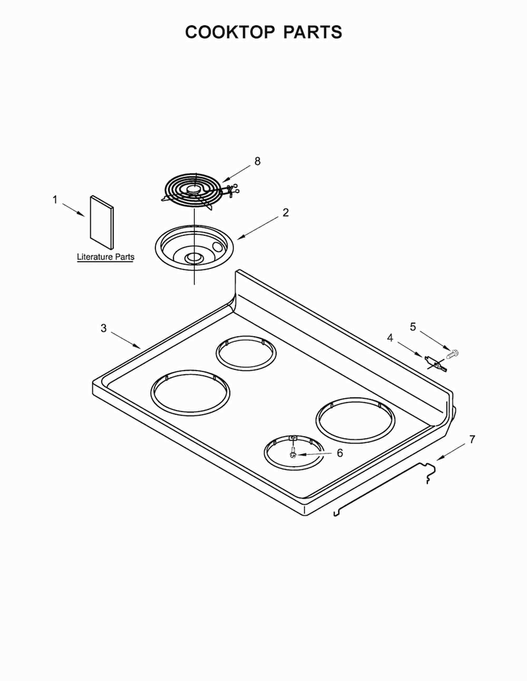 Cooktop Parts Diagram and Parts List for ACR2303MFW0  Amana Range
