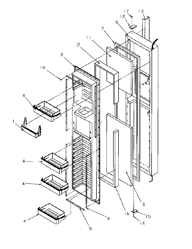 Freezer Door Diagram and Parts List for 2599A-P1190419WL  Amana Refrigerator