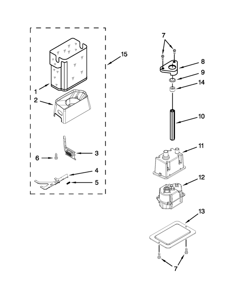 Motor And Ice Container Parts Diagram and Parts List for JS42PPDUDB15  Jenn-Air Refrigerator
