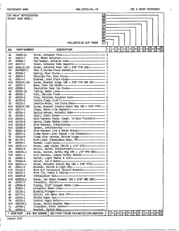 Ice And Water Dispenser Page 3 Diagram and Parts List for 23972A  Admiral Refrigerator