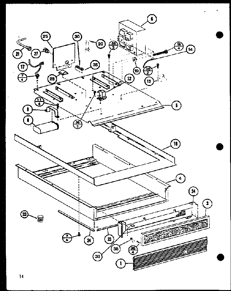 Base Pan Assembly Diagram and Parts List for RC-10SE P76881-7M Amana Microwave