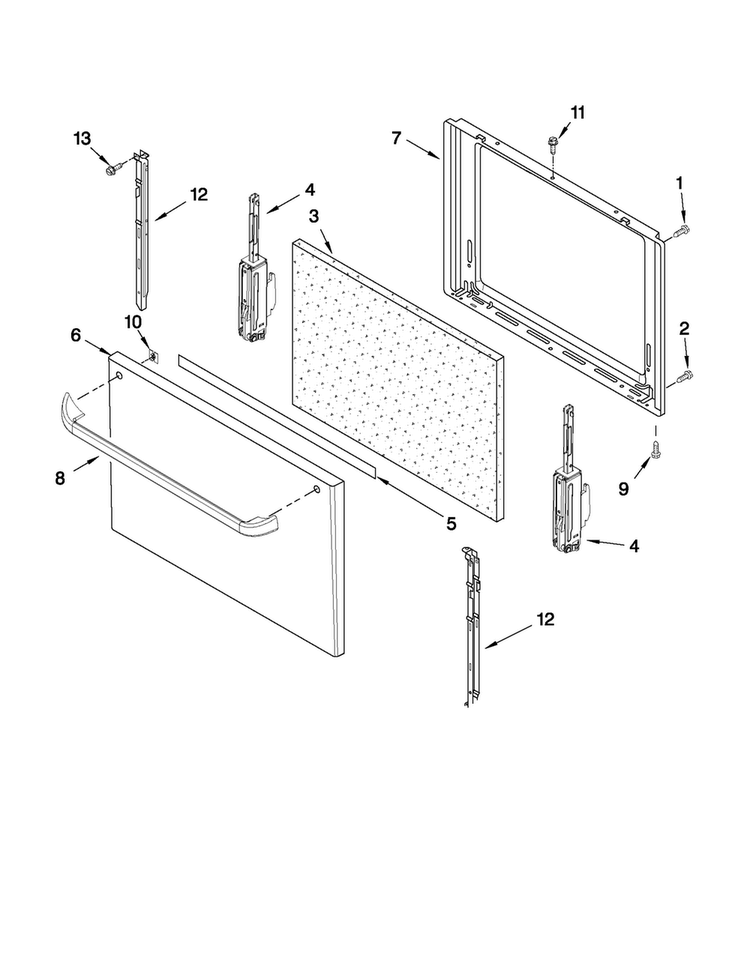Door Parts Diagram and Parts List for AGR3311WDQ0  Amana Range