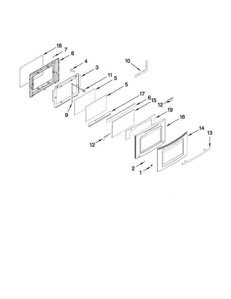 Door Parts Diagram and Parts List for JES8850BCS21  Jenn-Air Range