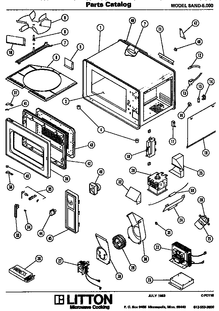 Section 5 Diagram and Parts List for 80 52005 Amana Microwave