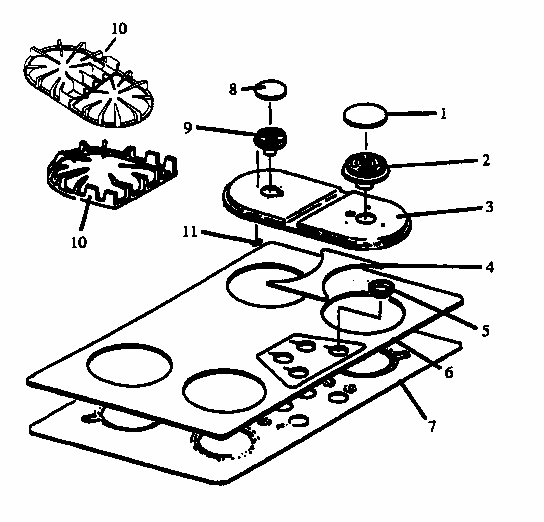 Section 2 Diagram and Parts List for RTG650-P1131491ND  Caloric Cooktop