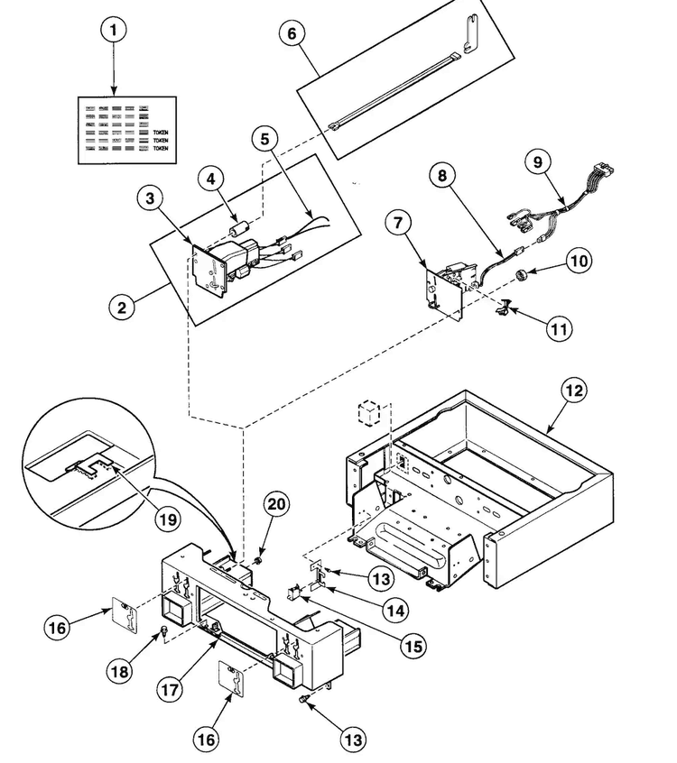 Cabinet Controls Diagram and Parts List for SSGT09WF  Speed Queen Dryer