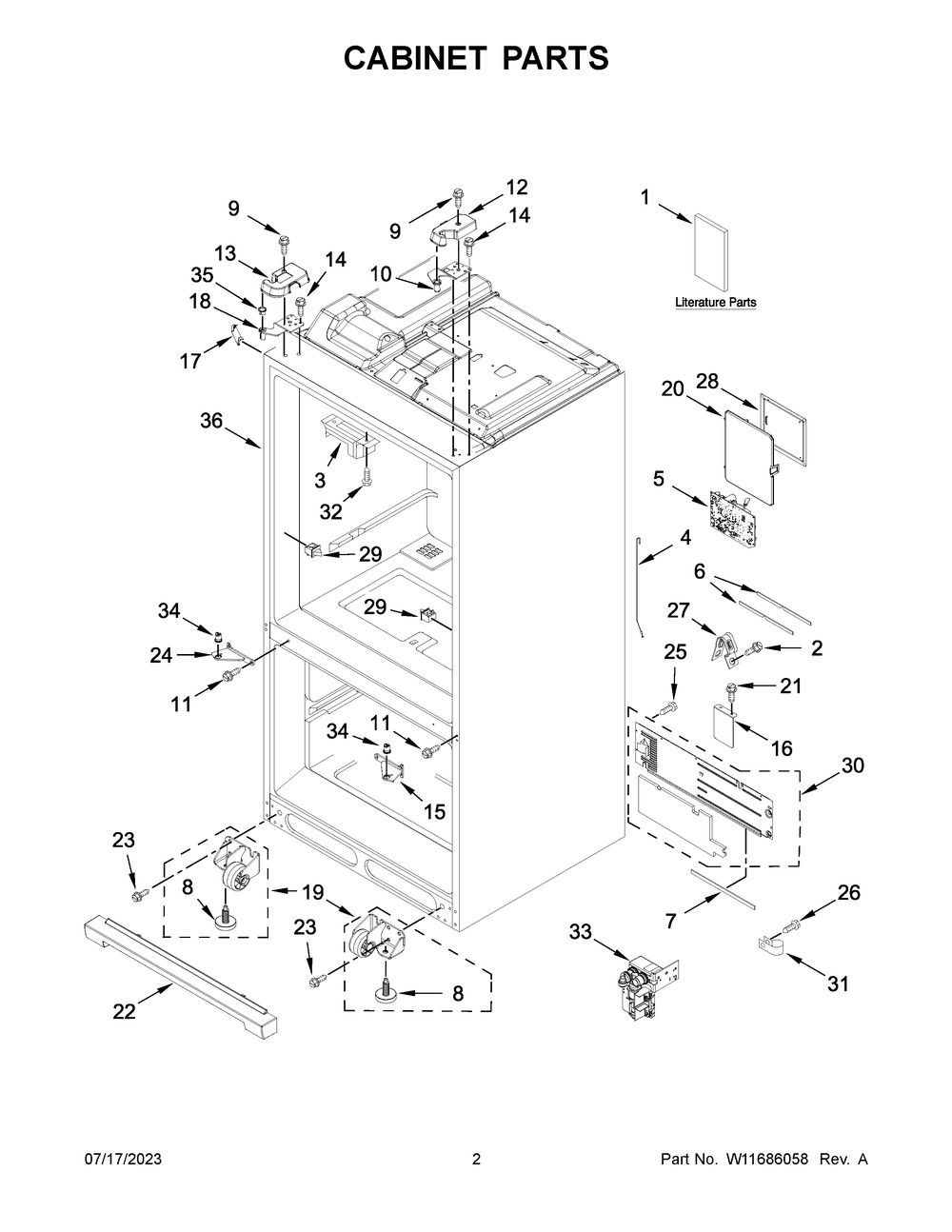 Cabinet Parts Diagram and Parts List for MFT2772HEZ04  Maytag Refrigerator