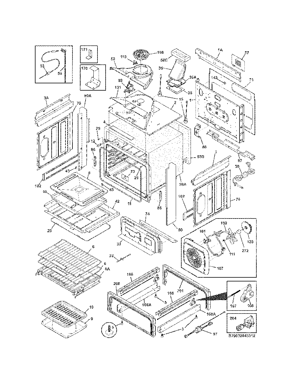Body Diagram and Parts List for 79032633315  Kenmore Range