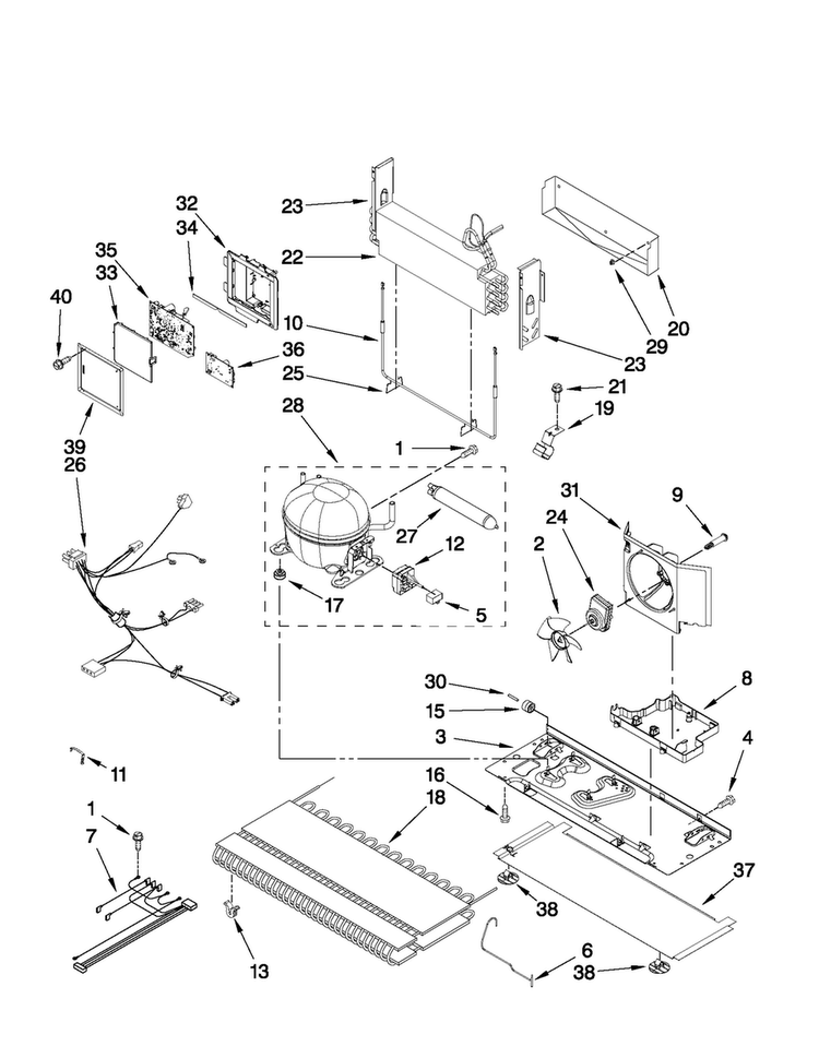 Unit Parts Diagram and Parts List for JFC2290VEP5  Jenn-Air Refrigerator