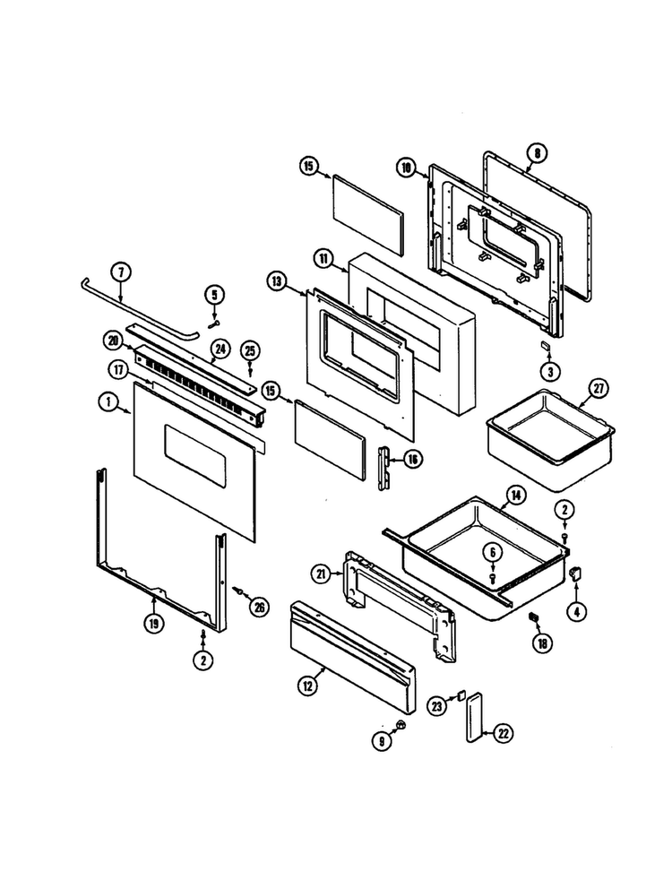 Door/drawer Diagram and Parts List for CRE9830BCR  Maytag Range