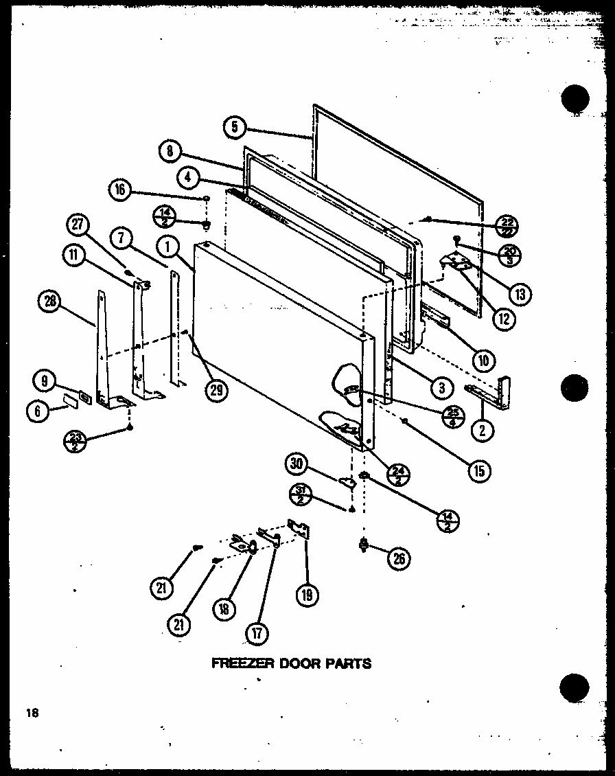 Freezer Door Parts (tm18n/p1102103w) (tm18n/p1102104w) Diagram and Parts List for TM18N-P1102104W  Amana Refrigerator