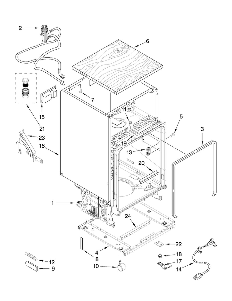 Tub And Frame Parts Diagram and Parts List for MDC4809AWB4  Maytag Dishwasher