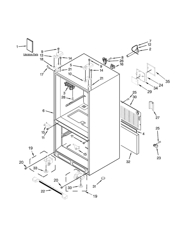 Cabinet Parts Diagram and Parts List for JFC2089BEM01  Jenn-Air Refrigerator