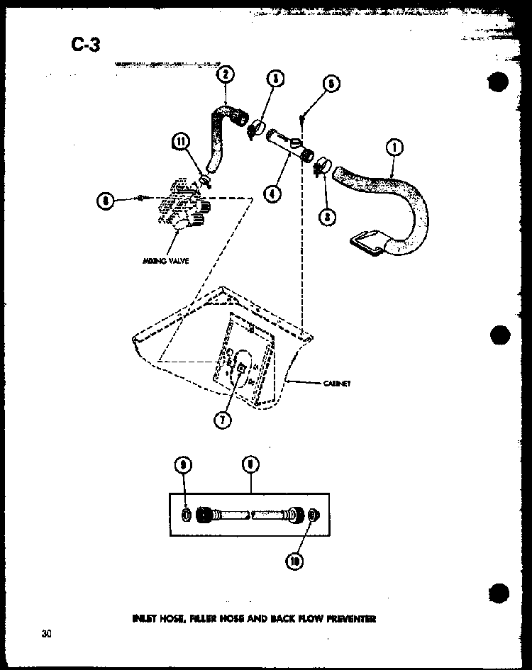 Inlet Hose Diagram and Parts List for TAA800 P75751-7W Amana Dryer