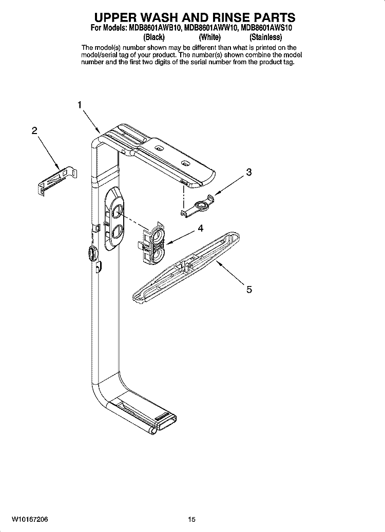 UPPER WASH AND RINSE PARTS, OPTIONAL PARTS (NOT INCLUDED) Diagram and Parts List for MDB8601AWW10  Maytag Dishwasher