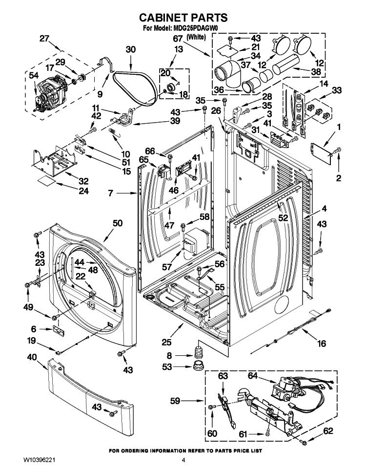 CABINET PARTS Diagram and Parts List for MDG25PDAGW0  Maytag Dryer