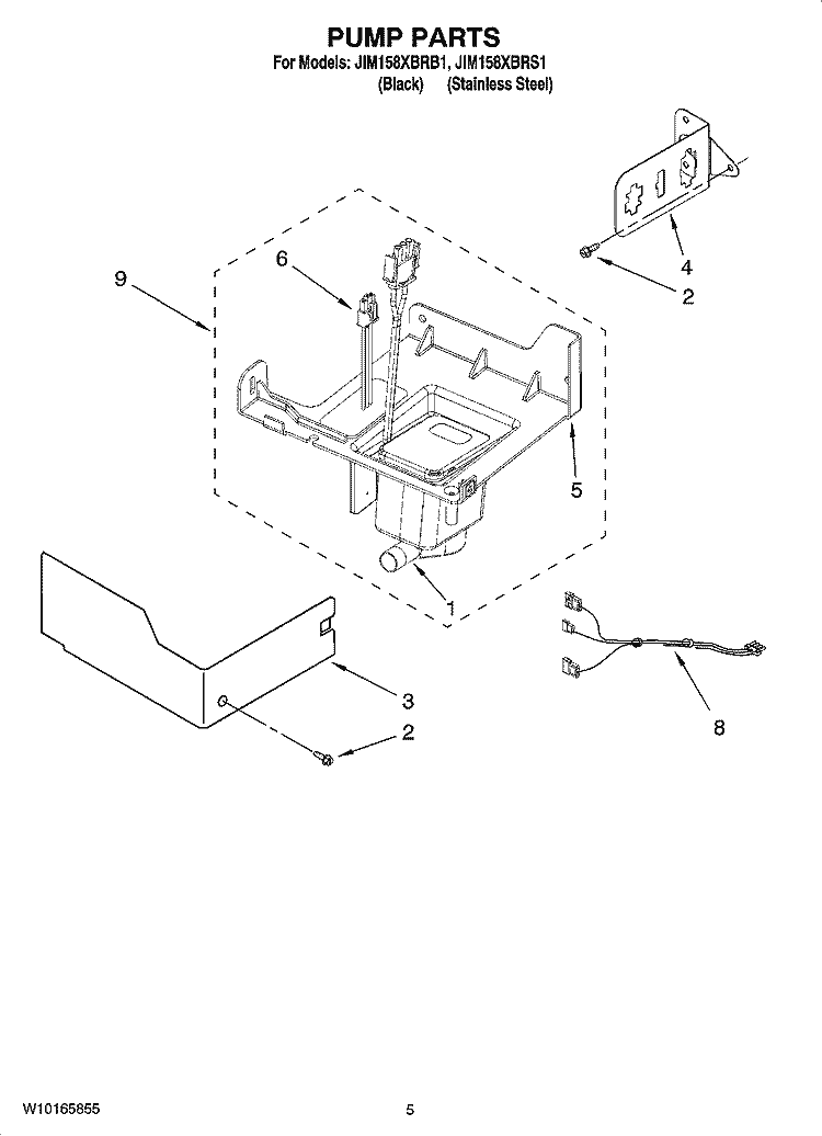 PUMP PARTS Diagram and Parts List for JIM158XBRB1  Jenn-Air Ice Maker