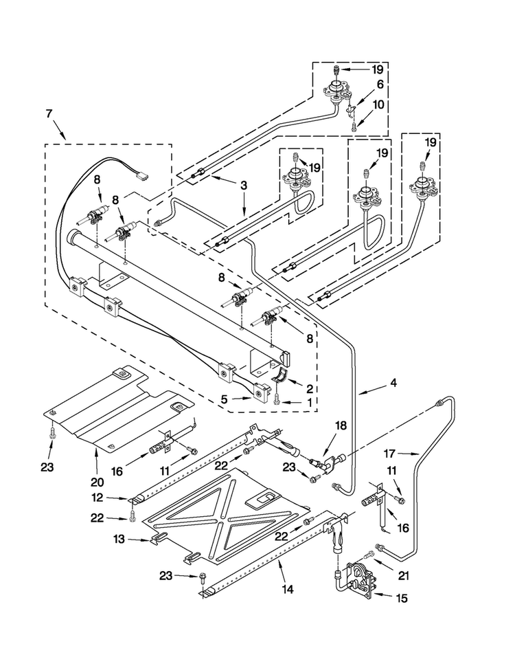 Manifold Parts Diagram and Parts List for MGR7775WB2  Maytag Range