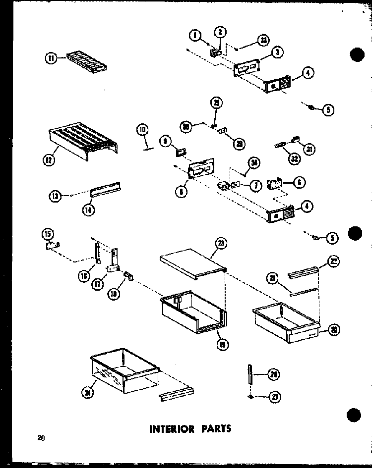 Interior Parts Diagram and Parts List for TC18D-P73500-25W  Amana Refrigerator