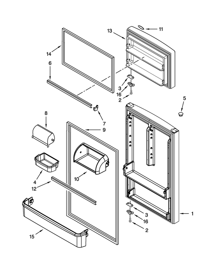 Door Parts Diagram and Parts List for M8RXCGFXS04  Maytag Refrigerator