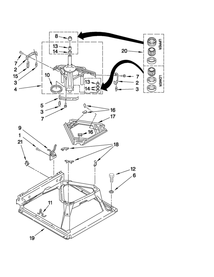 Machine Base Parts Diagram and Parts List for MET3800XW0  Maytag Washer Dryer Combo