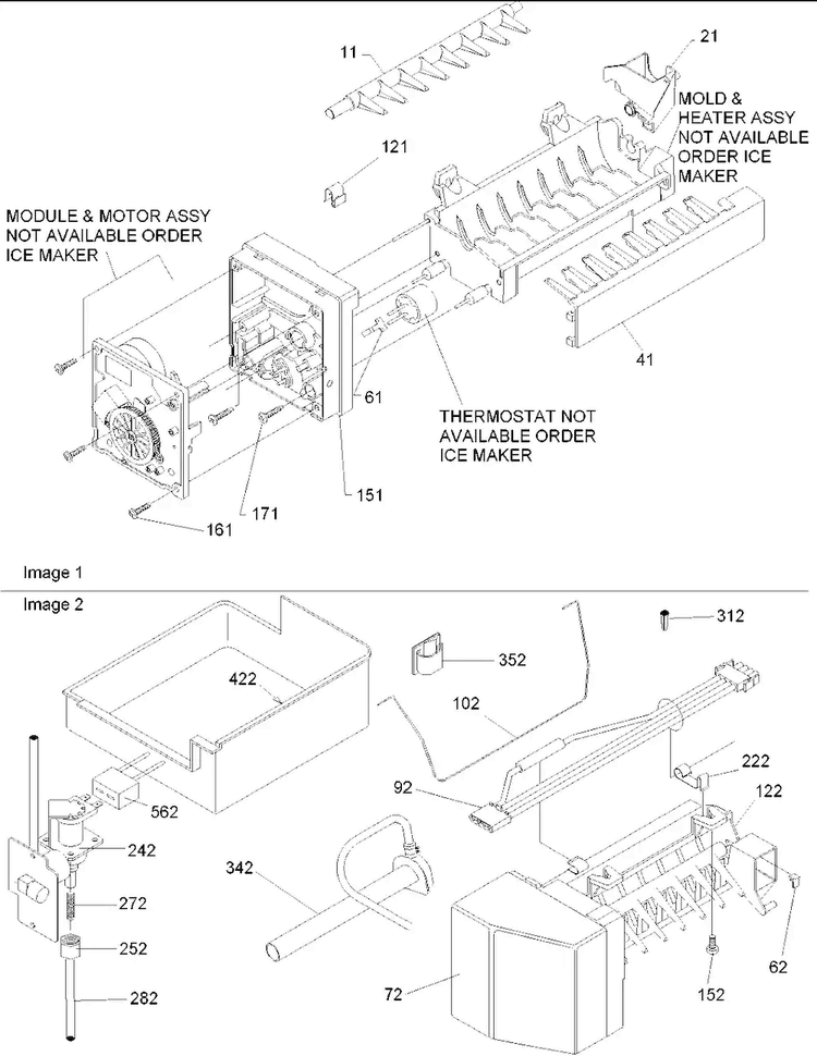Ice Maker Assy & Parts Diagram and Parts List for BB20V1PS-P1321315WS  Amana Refrigerator