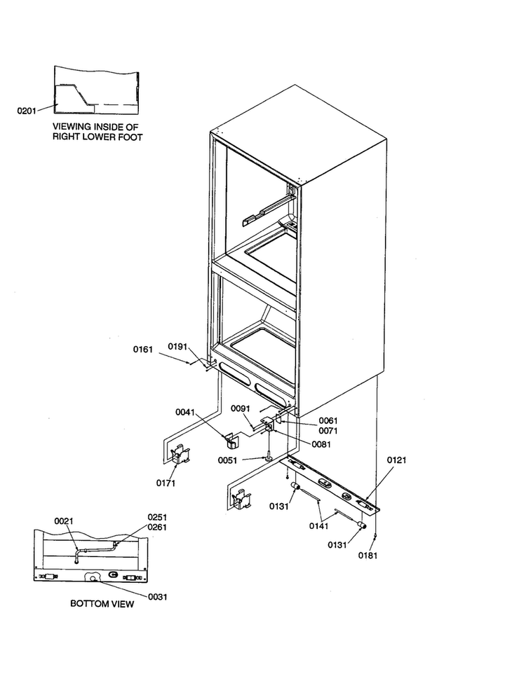 Insulation/roller Assembly Diagram and Parts List for BG18VL-P1320704WL  Amana Refrigerator