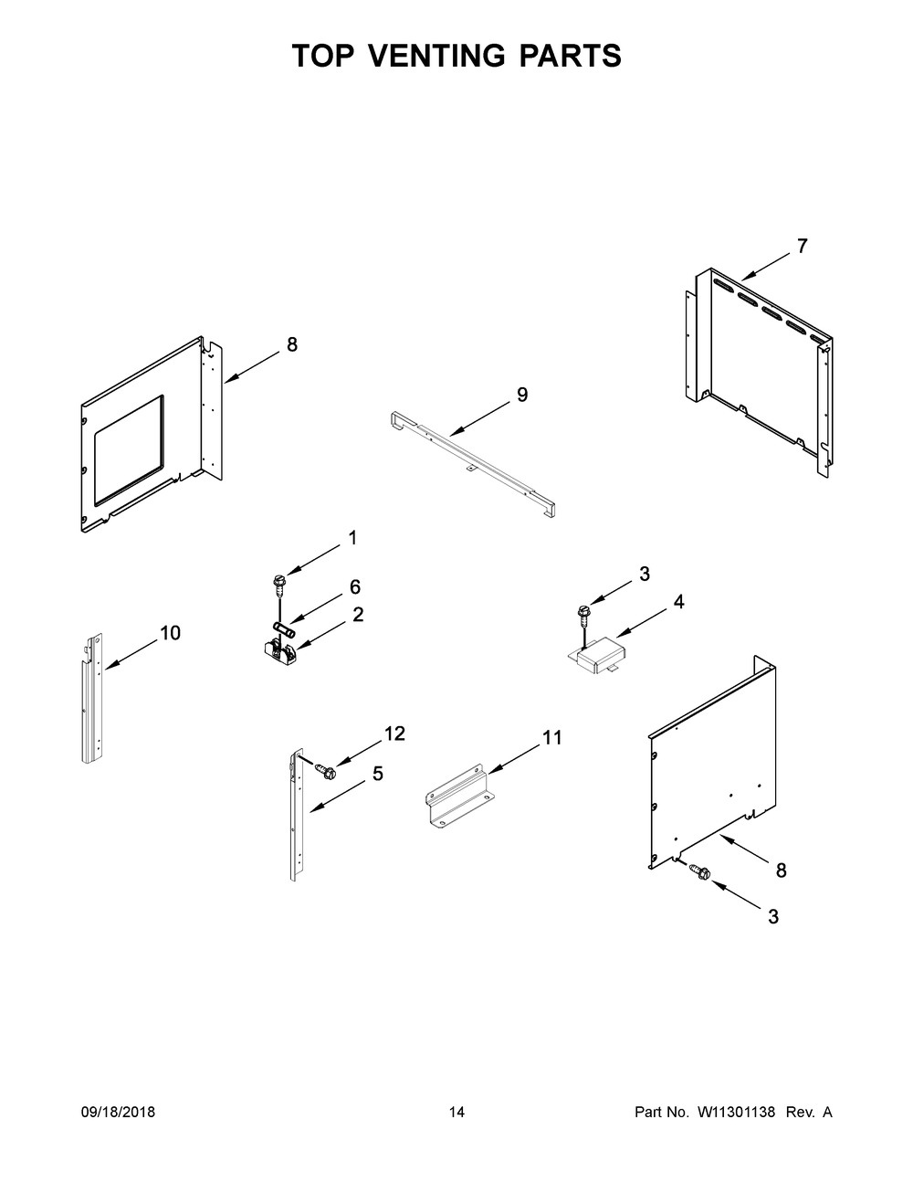 Top Venting Parts Diagram and Parts List for JMW2430DP03  Maytag Microwave Oven Combo