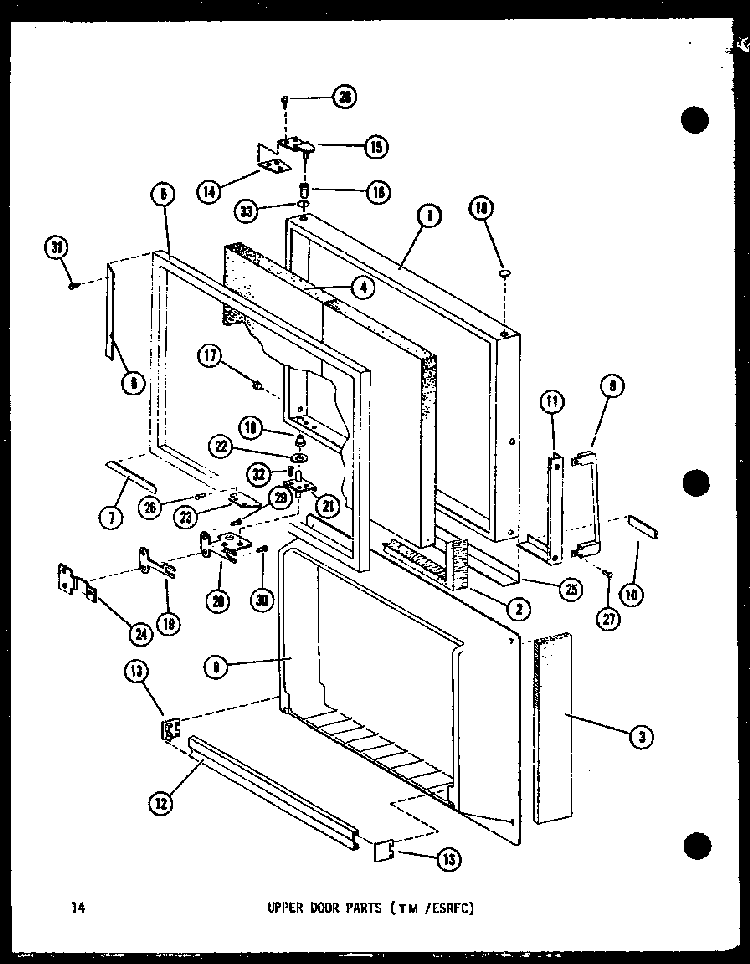 Upper Door Parts Diagram and Parts List for TM14D-P73953-21W  Amana Refrigerator