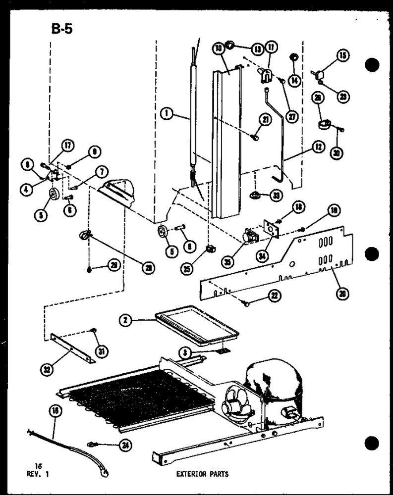 Exterior Parts Diagram and Parts List for TSC-18E-A-P74568-2WA  Amana Refrigerator