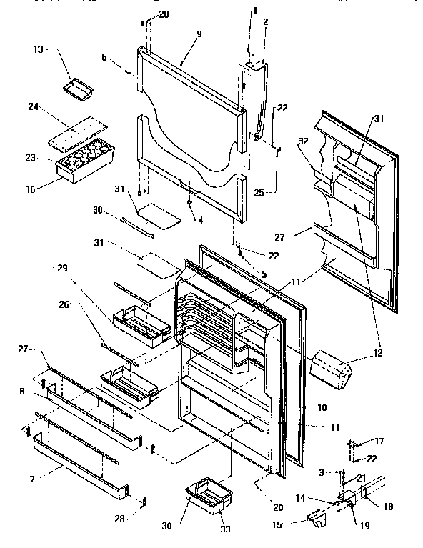 Refrigerator Door Diagram and Parts List for TA18S2W-P1194501W  Amana Refrigerator
