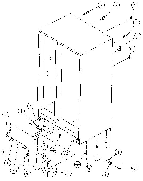 Drain And Rollers Diagram and Parts List for 36768-P1135803W  Amana Refrigerator