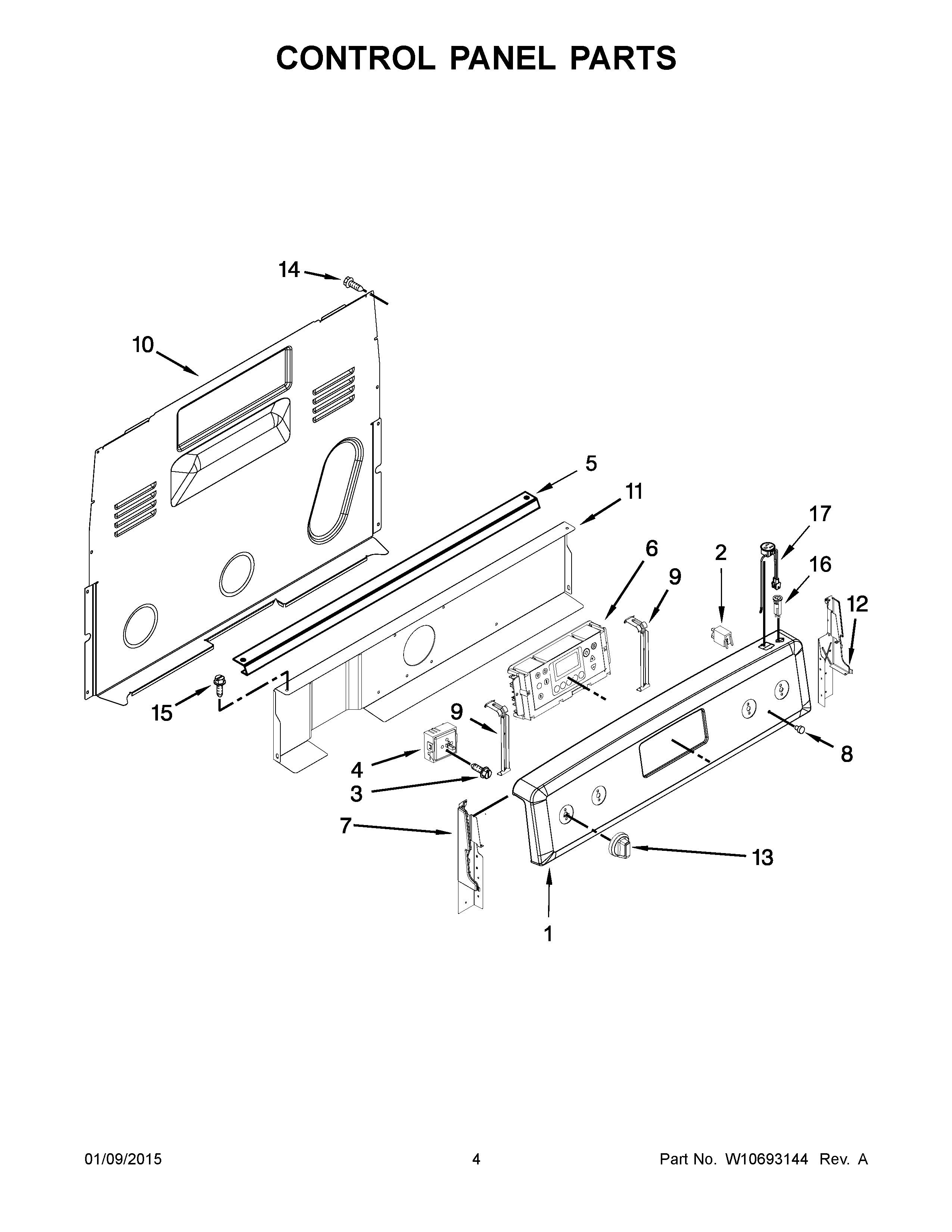 03 - CONTROL PANEL PARTS Diagram and Parts List for YMER8600DS0  Maytag Range