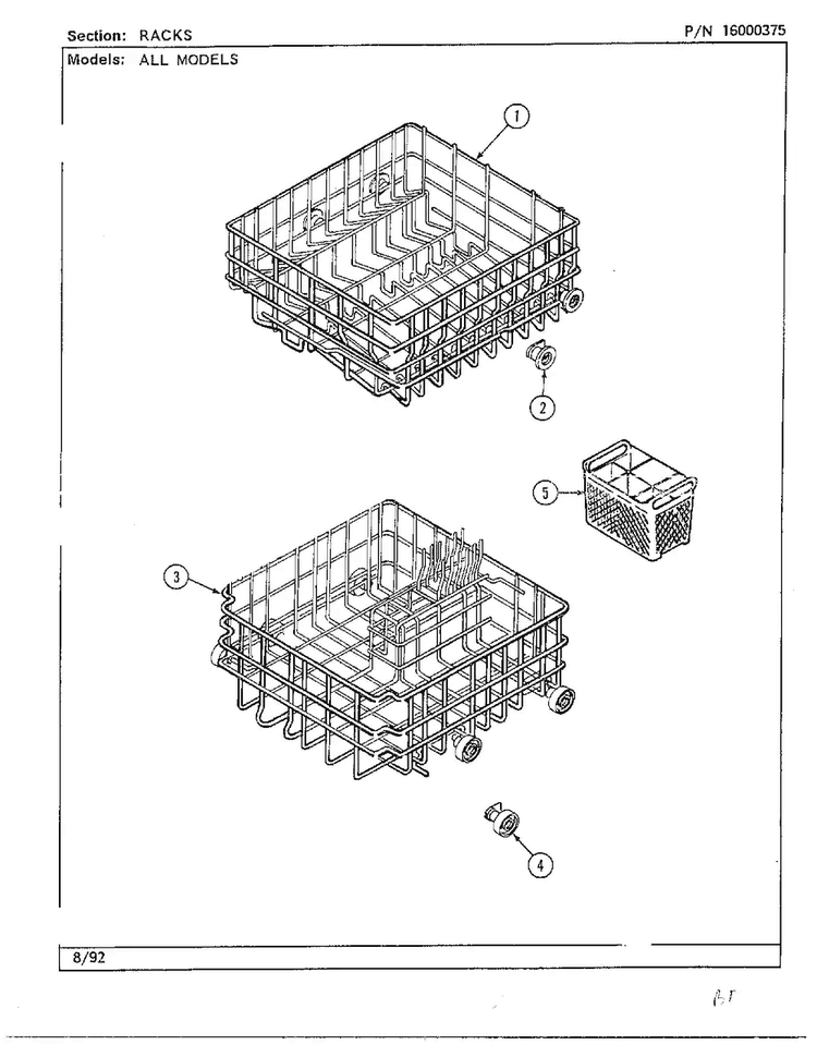 Racks Diagram and Parts List for DWU7300A  Maytag Dishwasher