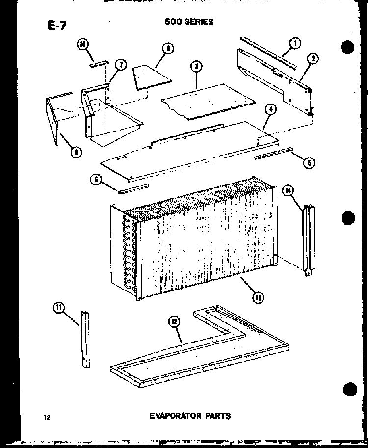 Evaporator Parts Diagram and Parts List for ES614-2S P67119-15R Amana Air Conditioner