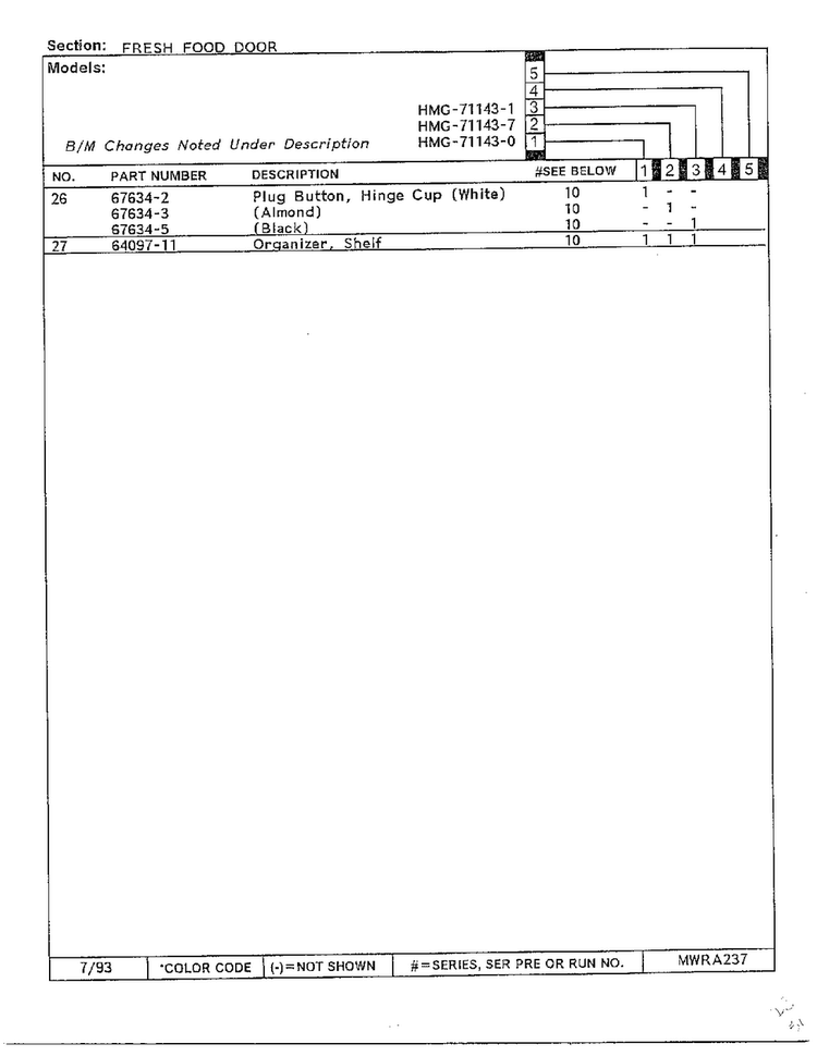 Fresh Food Door Page 3 Diagram and Parts List for 71143-0A  Admiral Refrigerator